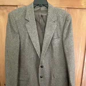 Haggar Brown Herringbone Wool Blazer Jacket Sports Coat 44L
